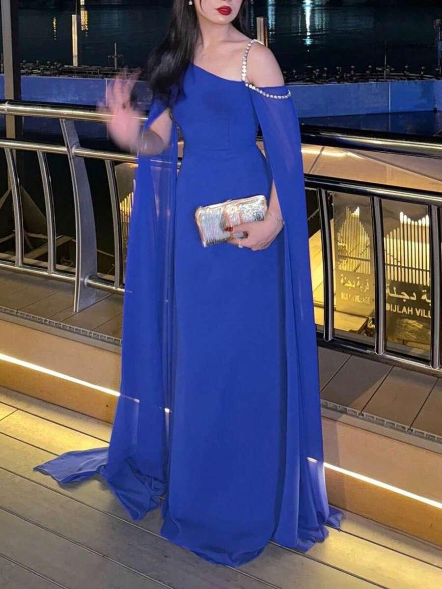 niebieska sukienka maxi