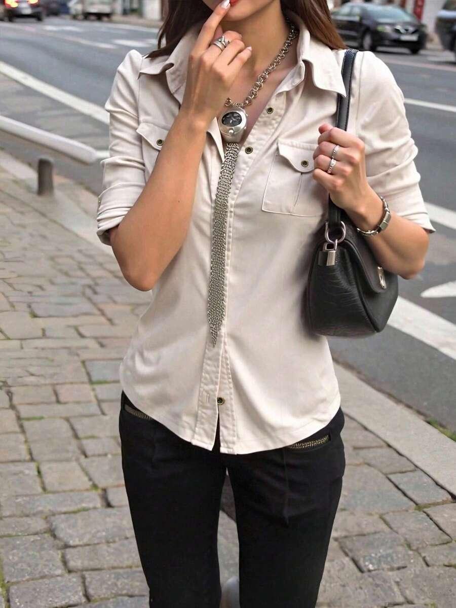 BEŻOWA KOSZULA CASUAL