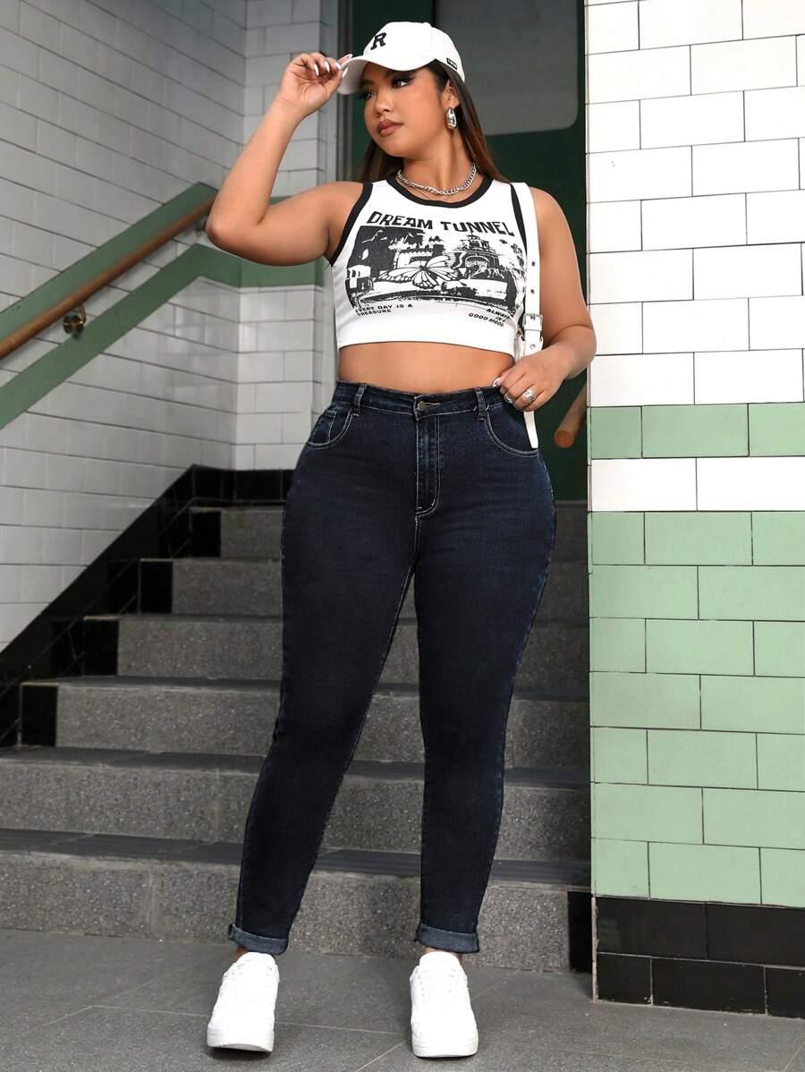 GRANATOWE SPODNIE JEANS 