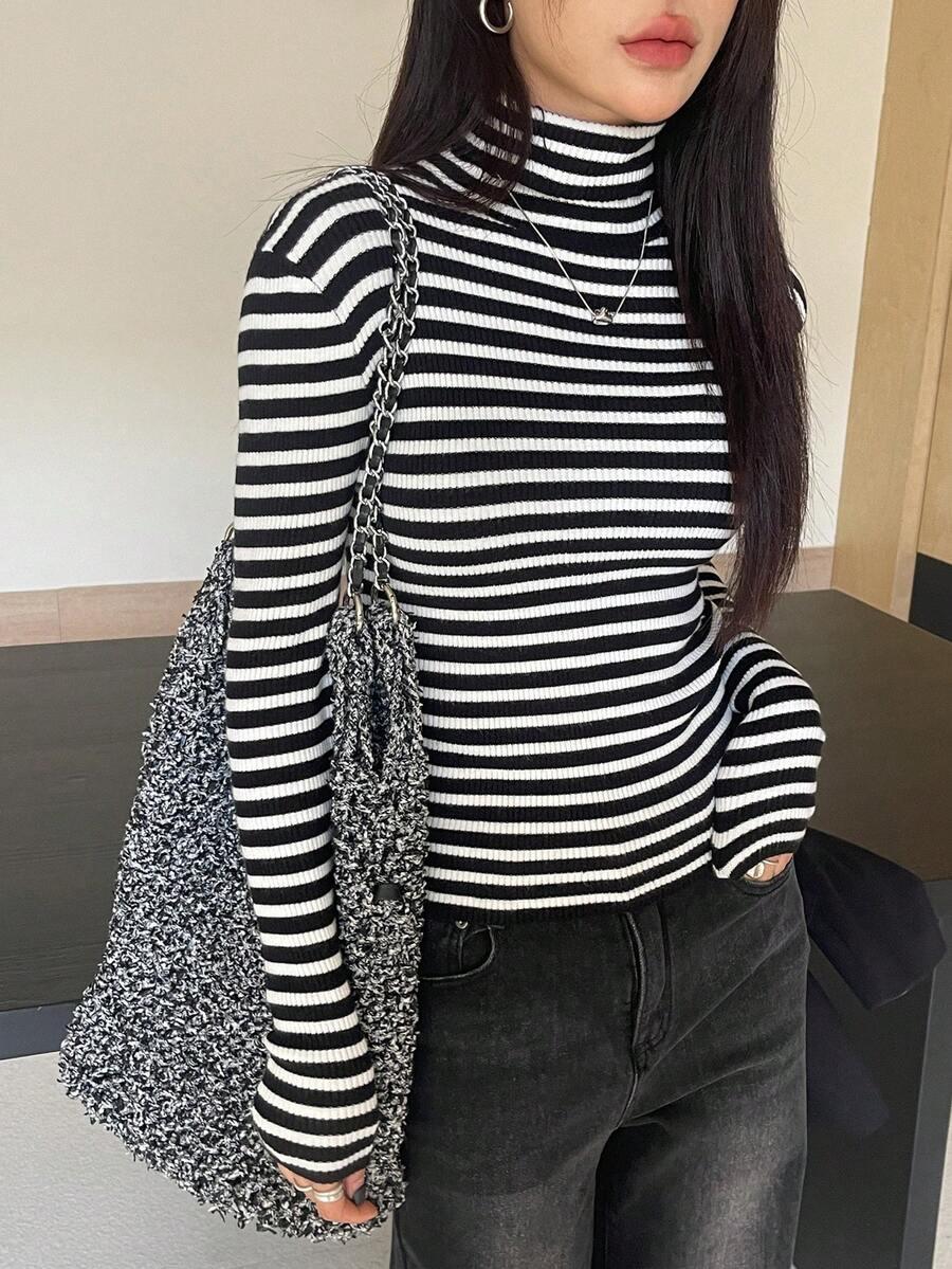 sweter w paski golf