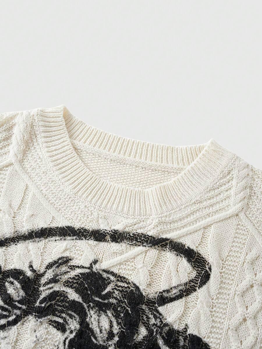 beżowy sweter nadruk
