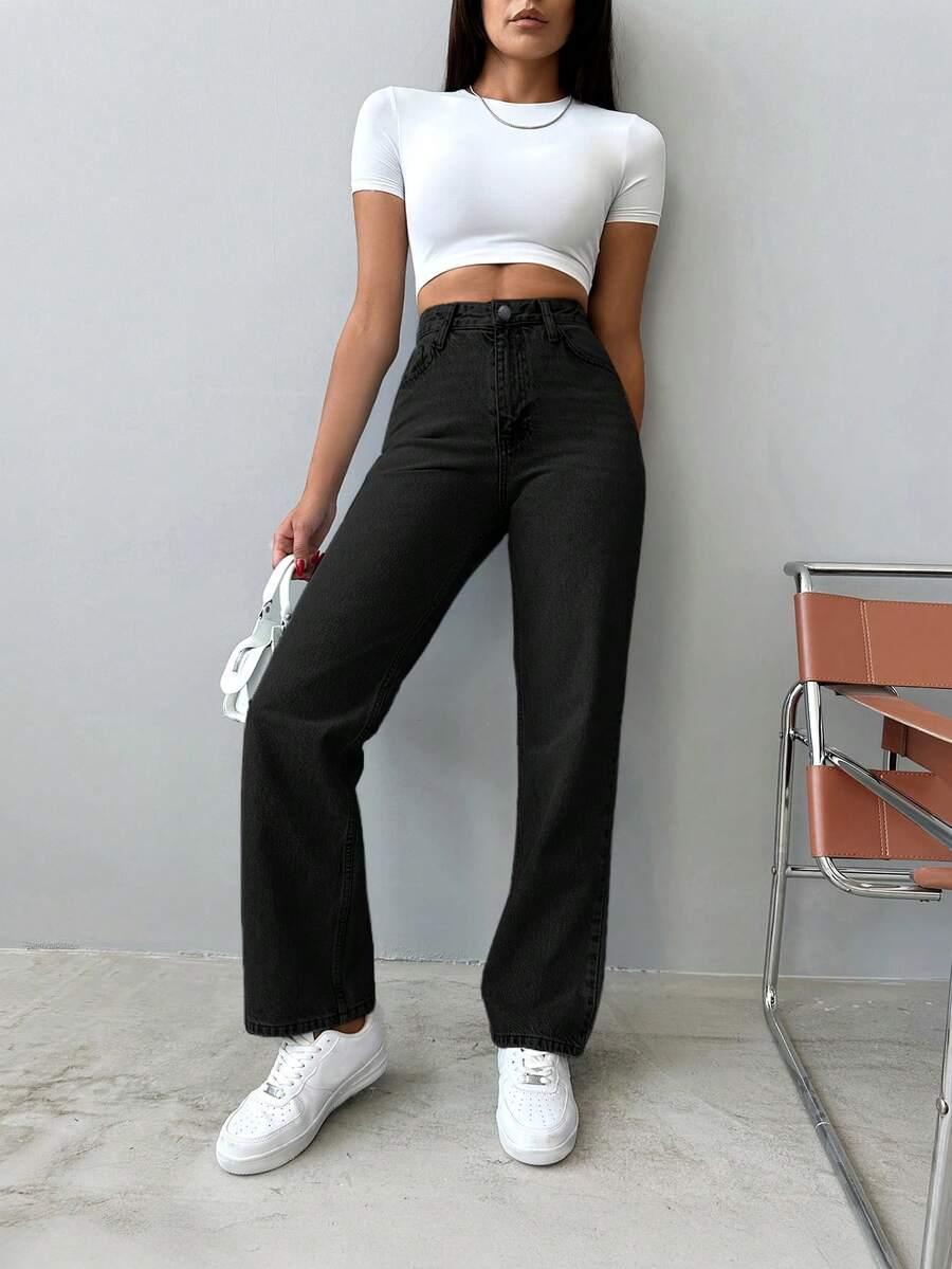 CZARNE SPODNIE JEANS