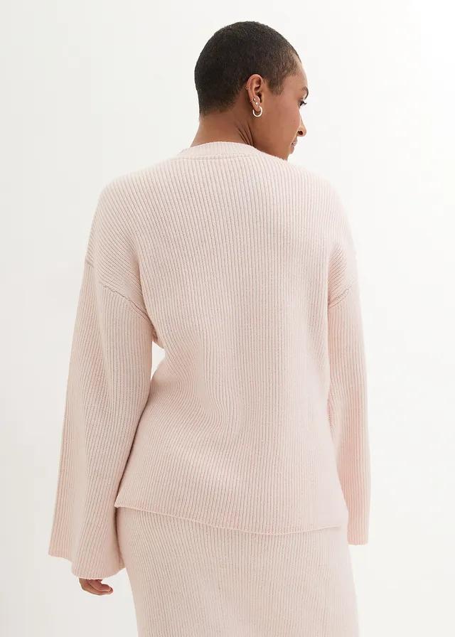 RÓŻOWY SWETER OKRĄGŁY DEKOLT 