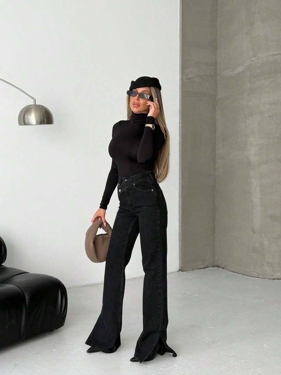 CZARNE SPODNIE JEANS