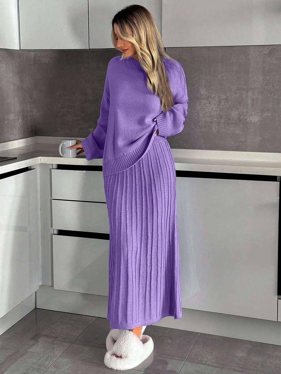 SWETER SPÓDNICA DZIANINOWY KOMPLET