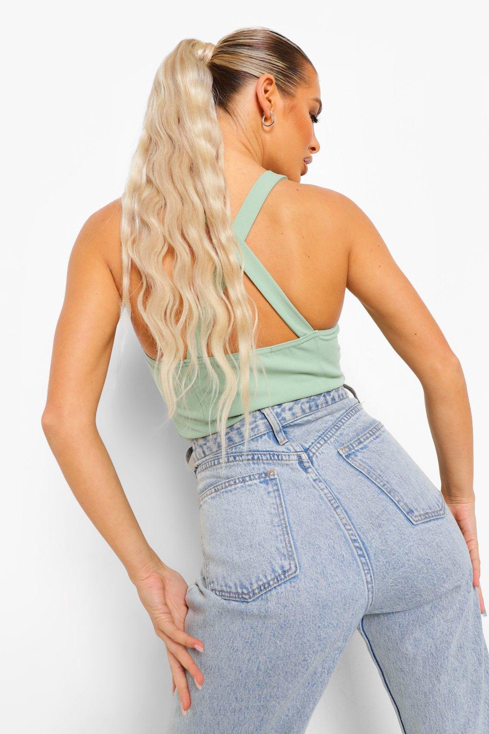 zielone body prosty dekolt