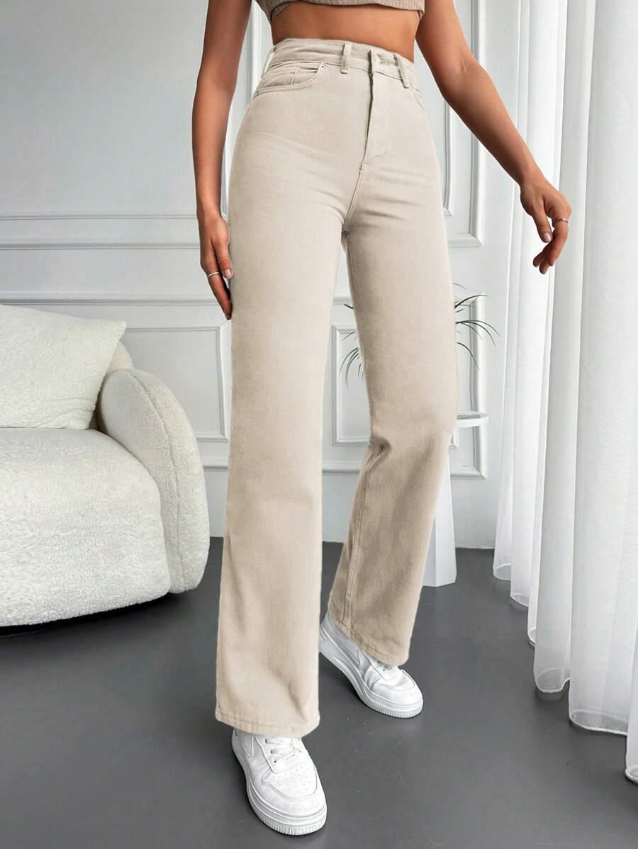 BEŻOWE SPODNIE JEANS 