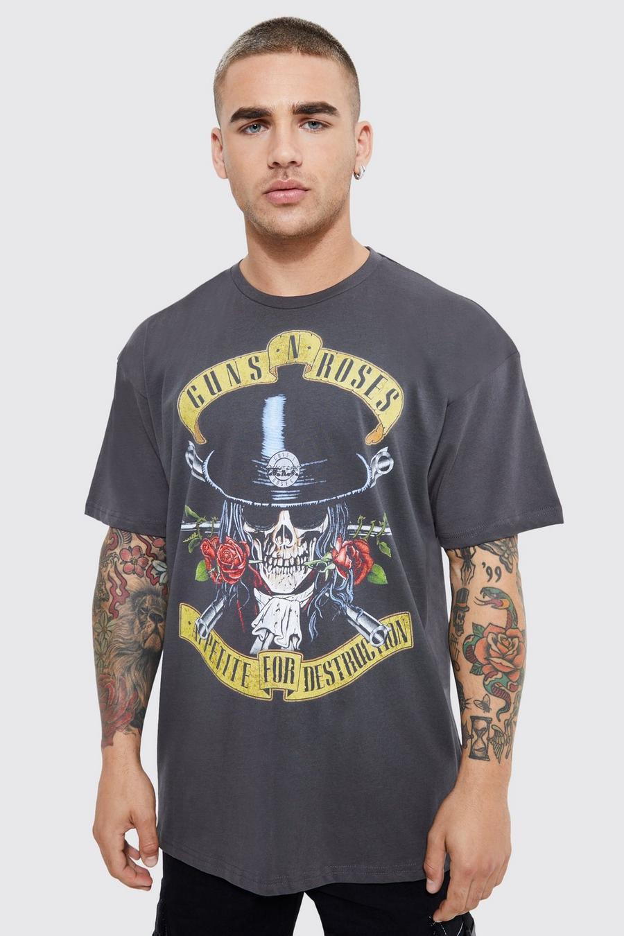t-shirt oversize okrągły dekolt nadruk Guns N' Roses