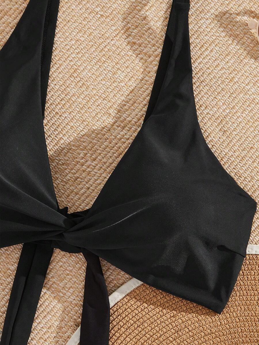 czarna góra od bikini wiązanie