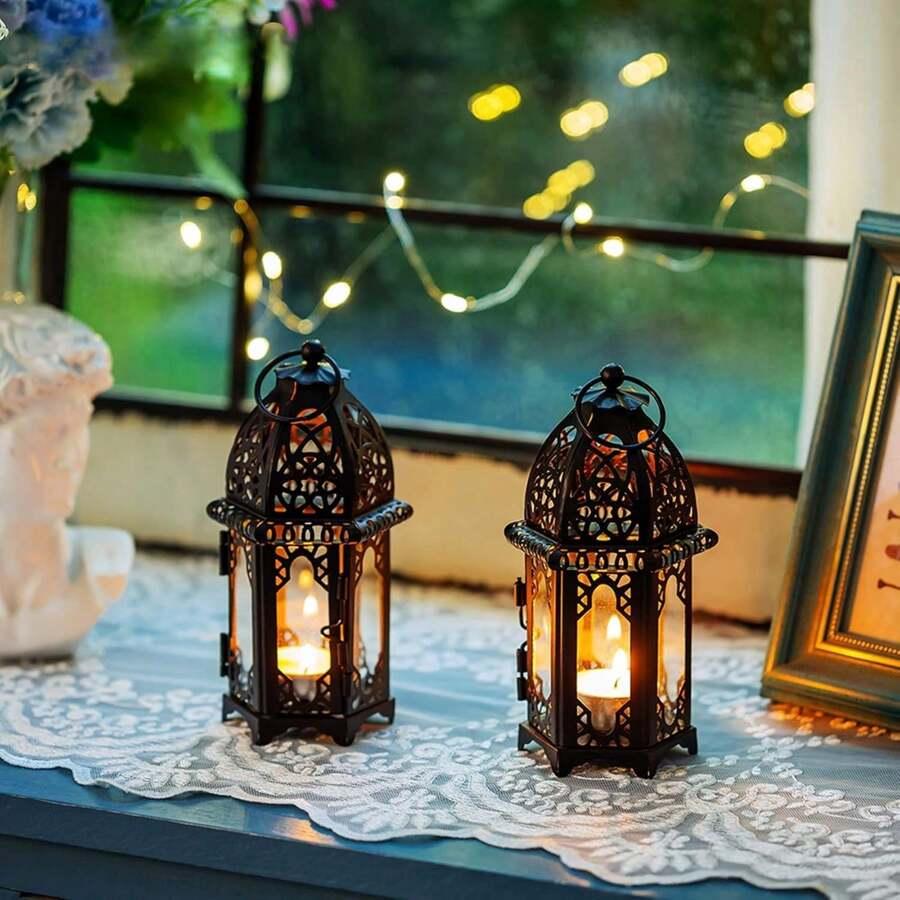 czarny LAMPION NA ŚWIECĘ