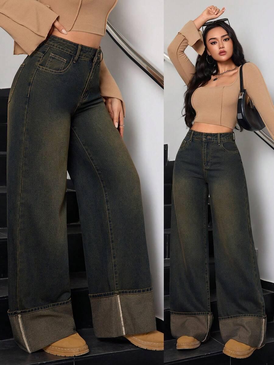 spodnie jeans wysoki stan