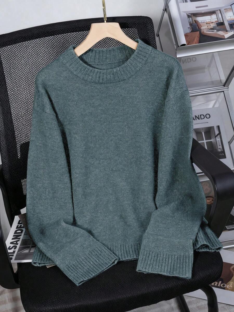 ZIELONY DZIANINOWY SWETER 