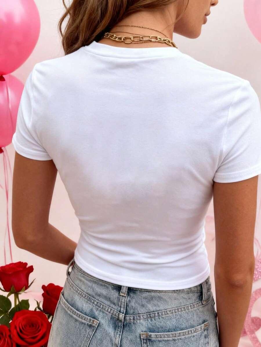 biały t-shirt print