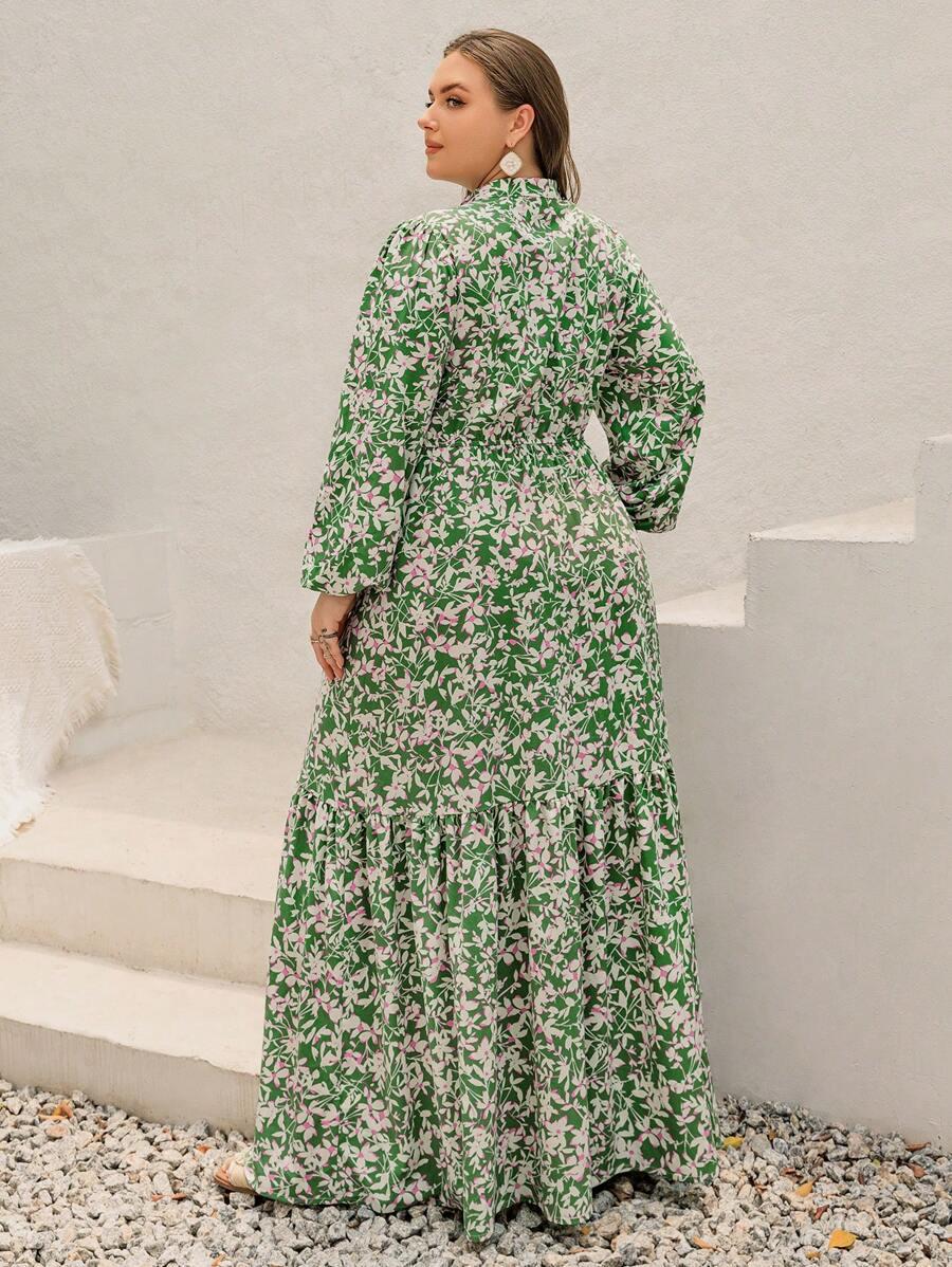 MAXI SUKIENKA V-NECK KWIATY