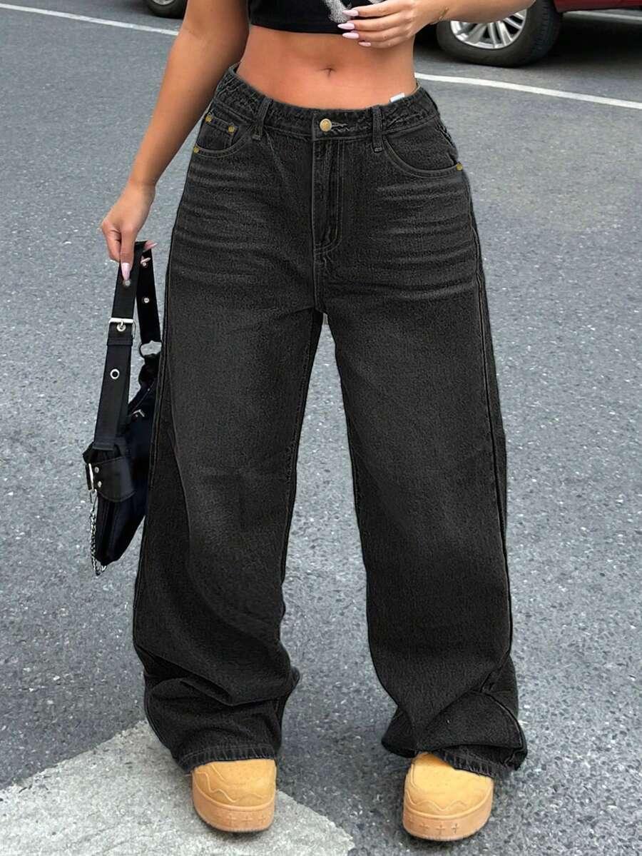 CZARNE SPODNIE JEANS