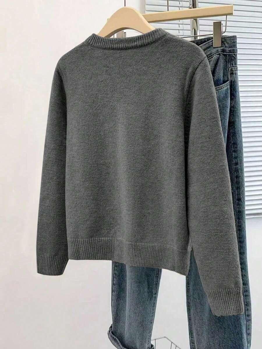 SWETER Z DŁUGIM RĘKAWEM GUZIKI