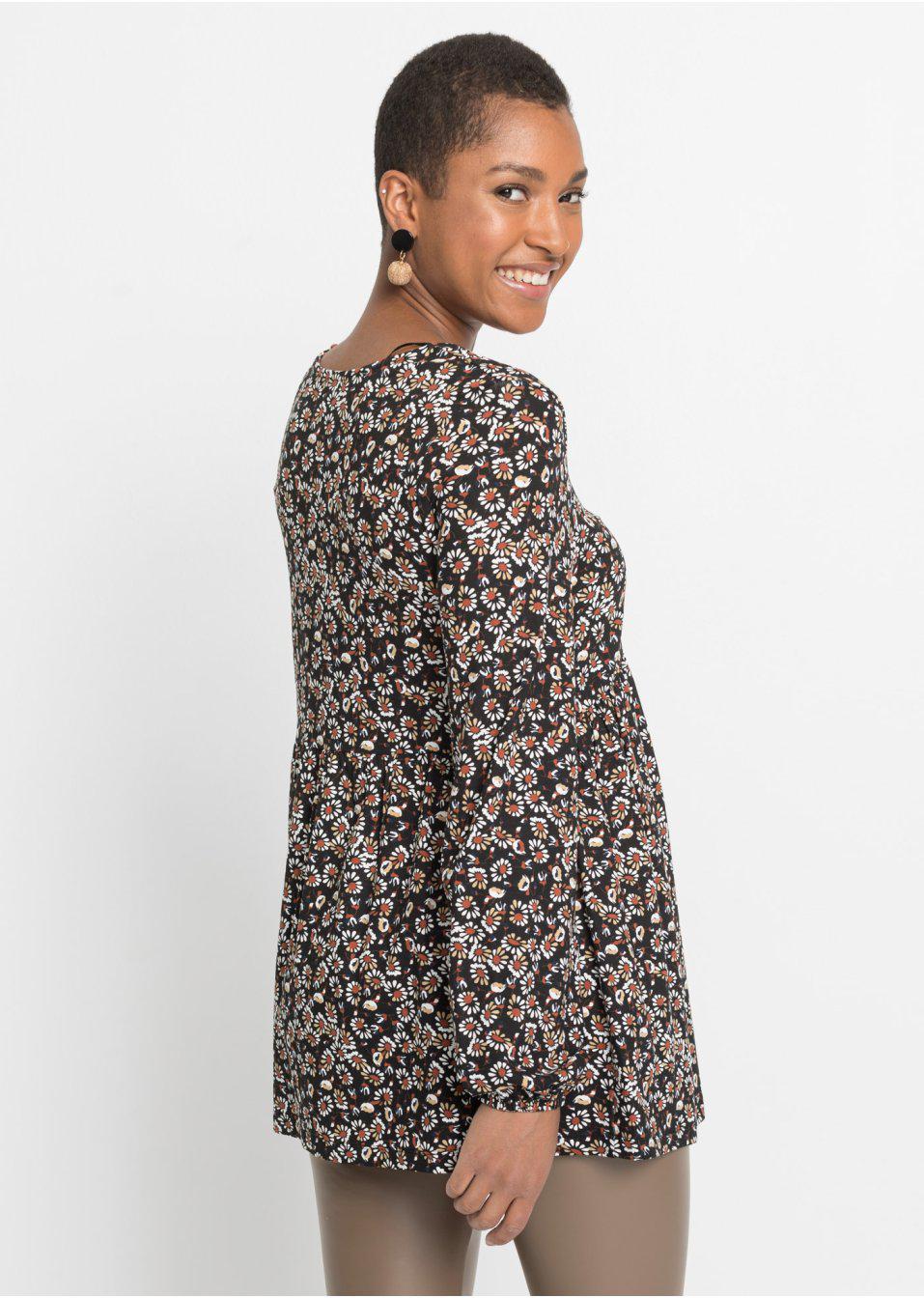 BLUZKA V NECK KWIATY