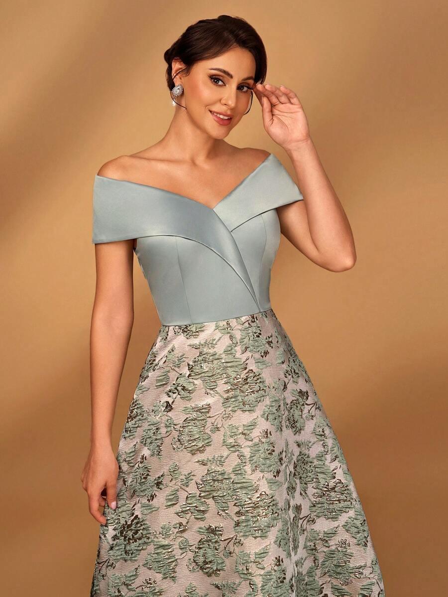  ELEGANCKA SATYNOWA SUKIENKA Z ODKRYTYMI RAMIONAMI