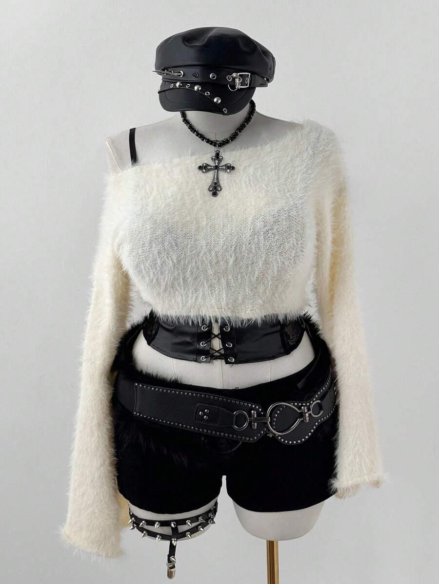 beżowy sweter długi rękaw