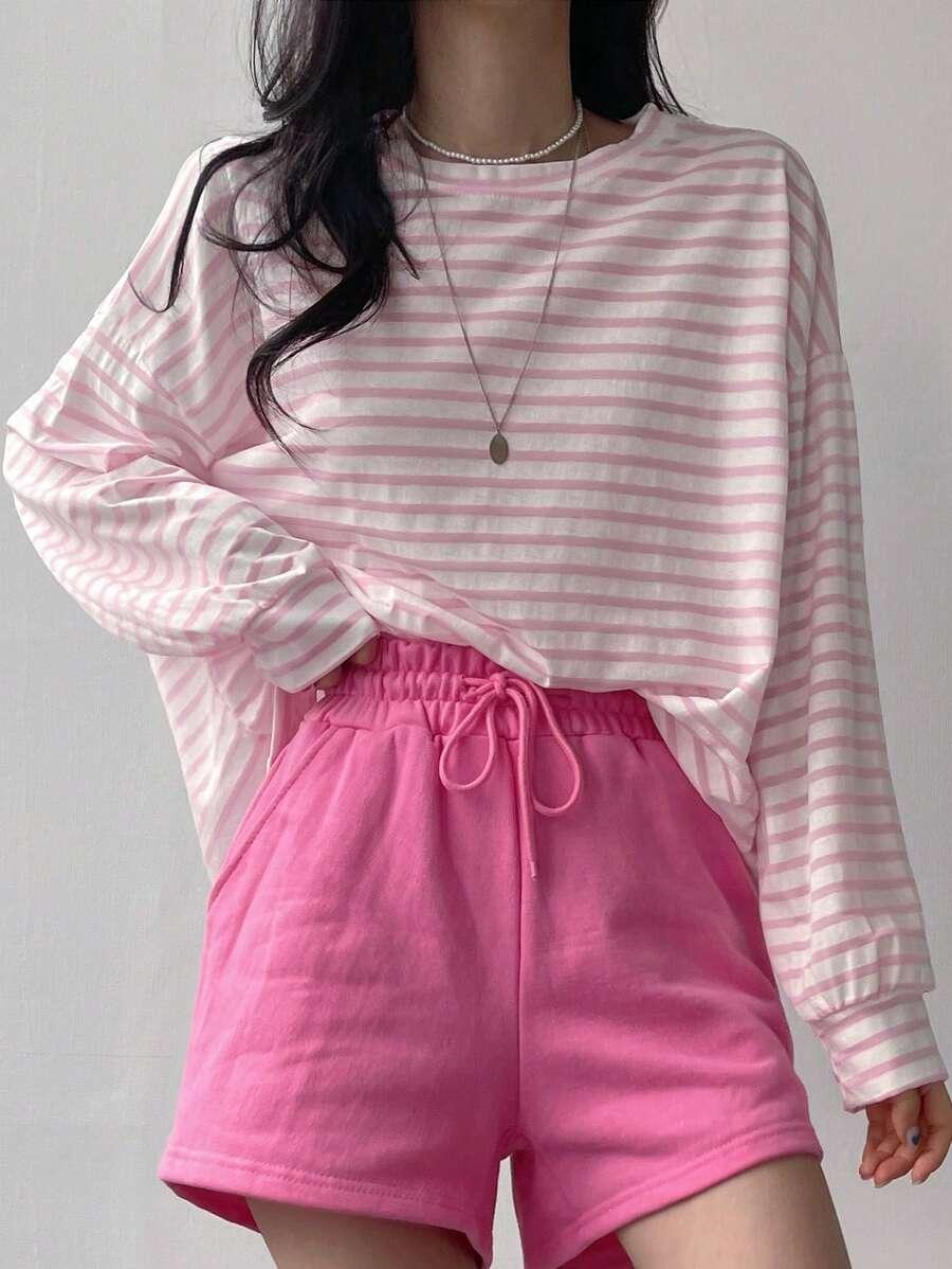 BLUZKA W PASKI OVERSIZE 