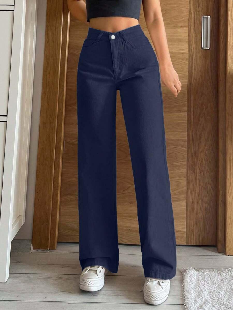 GRANATOWE SPODNIE JEANS