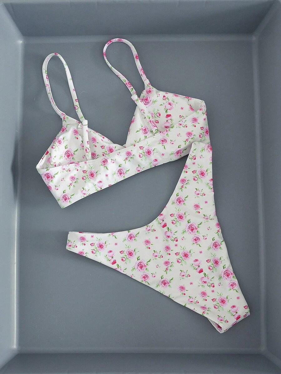 dwuczęściowy kostium kąpielowy bikini floral print