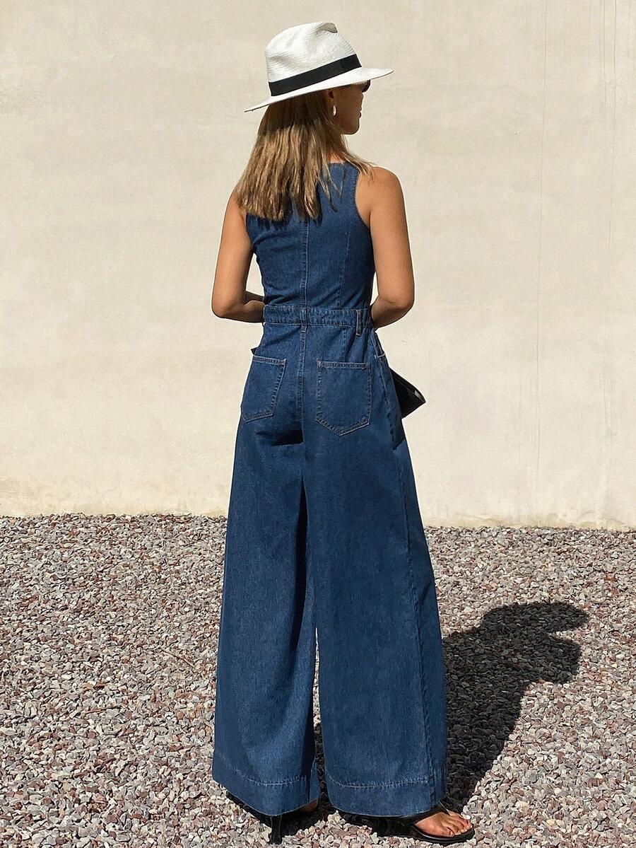 kombinezon bez rękawów jeans