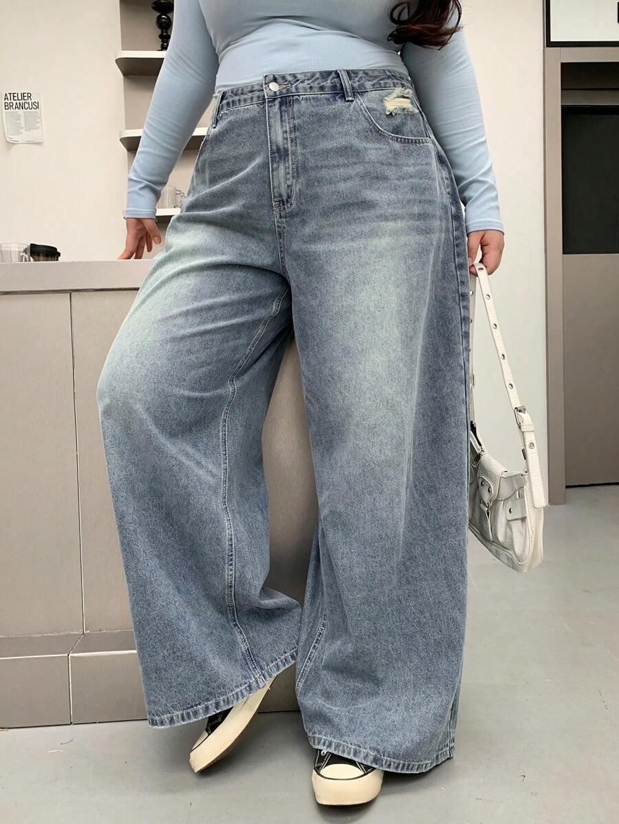 SZEROKIE SPODNIE JEANS 