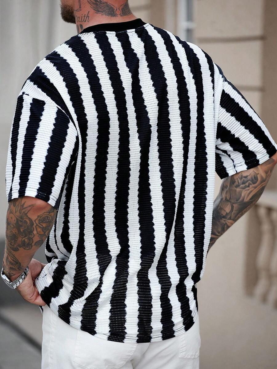 t-shirt paski kontrast siateczka