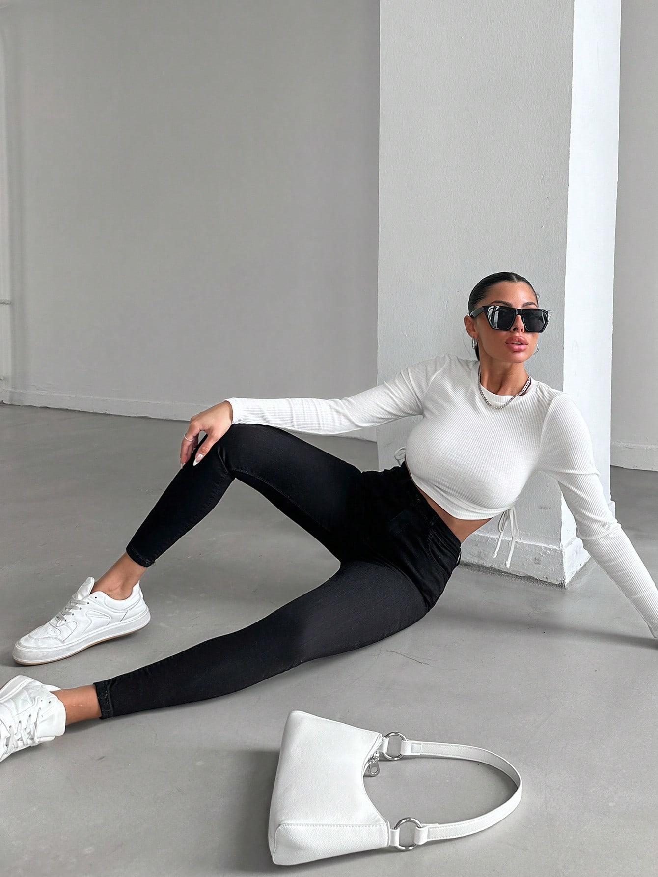 CZARNE SPODNIE JEANS RURKI