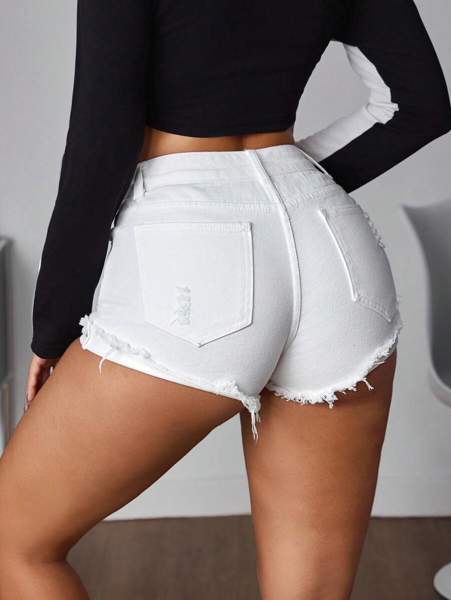 BIAŁE KRÓTKIE SPODENKI JEANS