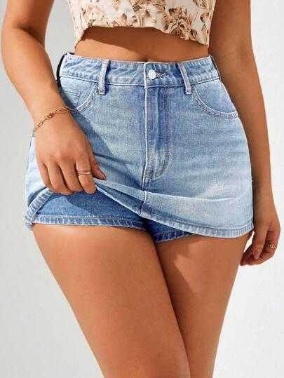 NIEBIESKIE SPÓDNICO-SPODENKI JEANS 