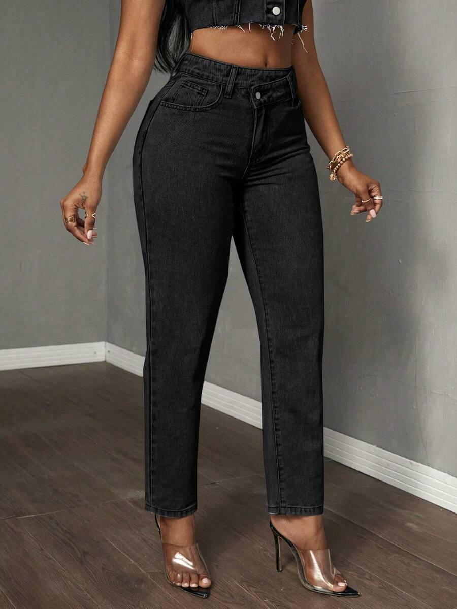 CZARNE SPODNIE JEANS 