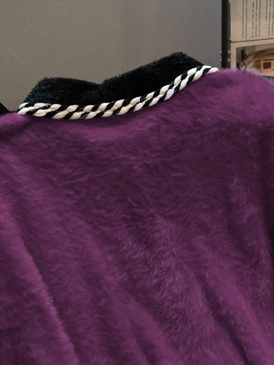 fioletowy sweter guziki