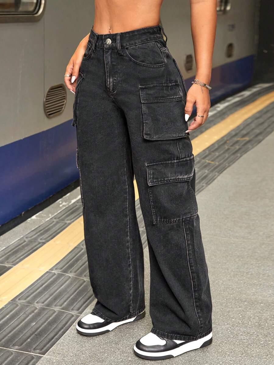 CZARNE SPODNIE JEANS