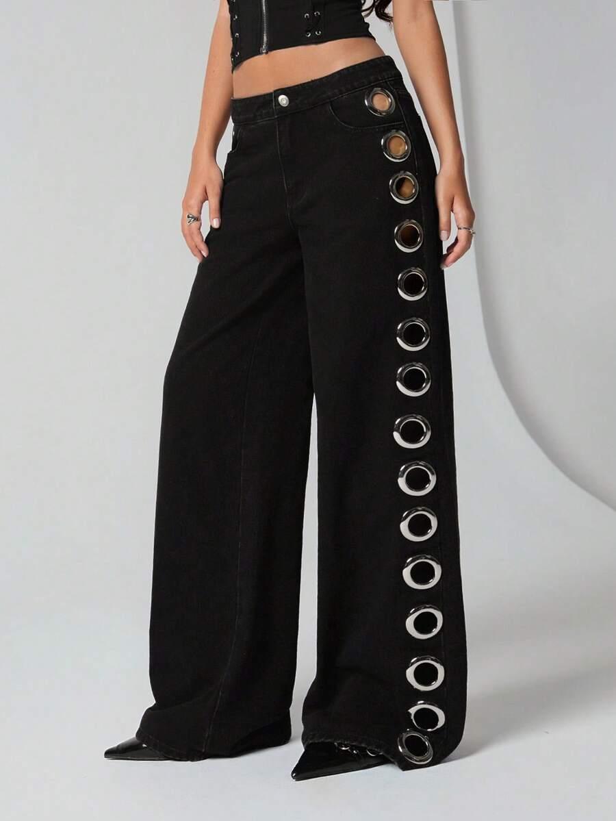 CZARNE SPODNIE JEANS