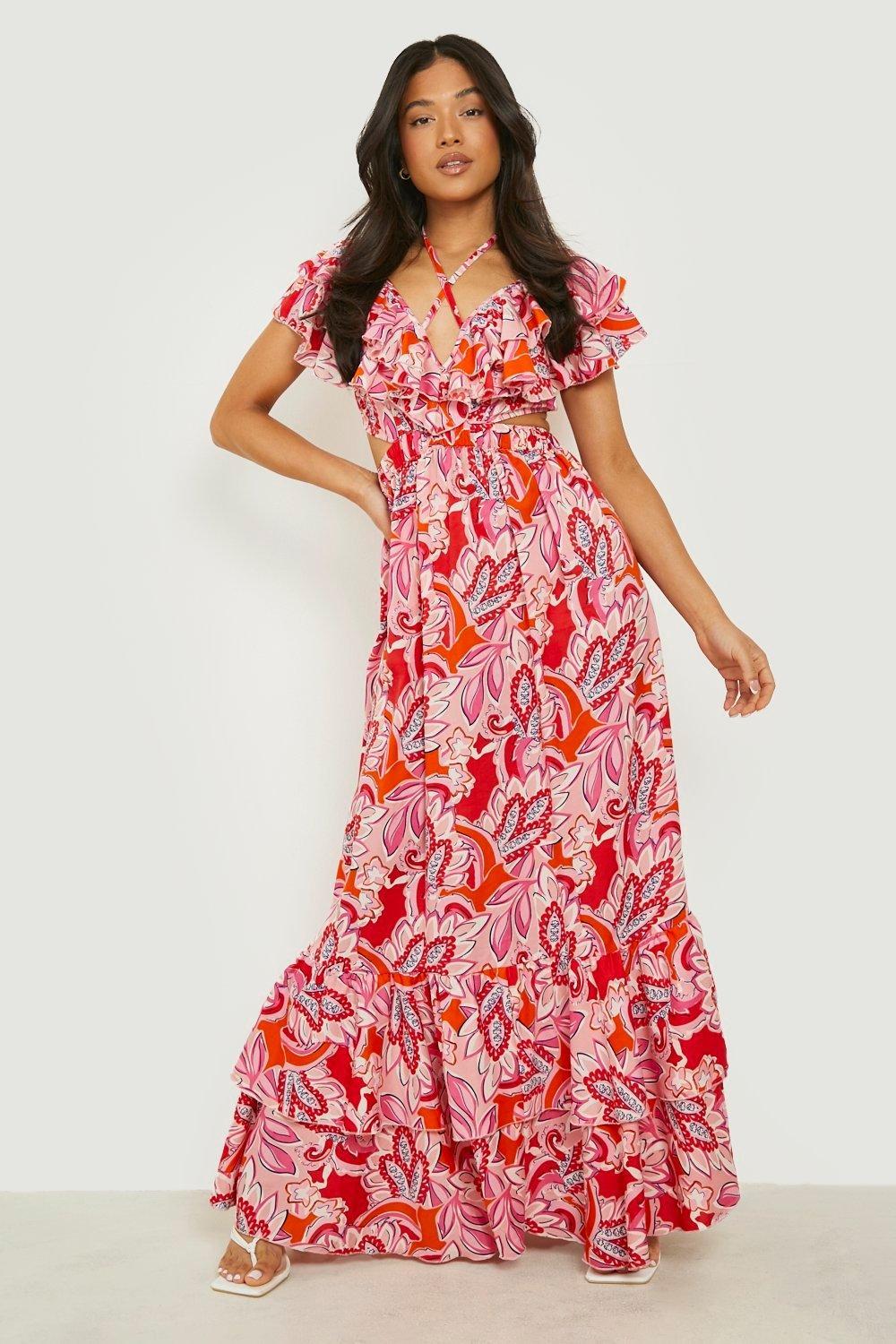 MAXI SUKIENKA falbany print