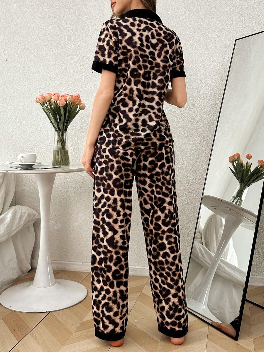piżama komplet animal print spodnie koszula