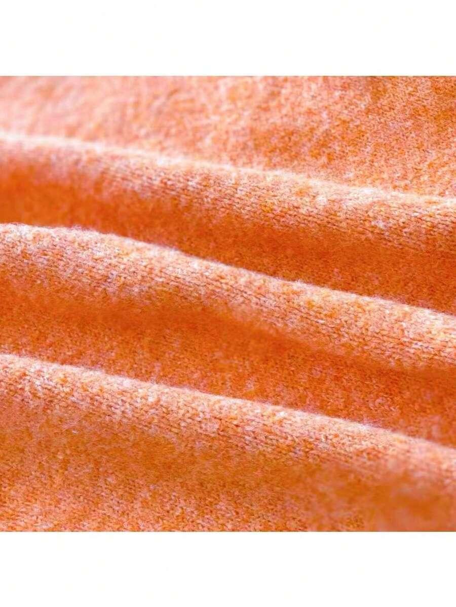 POMARAŃCZOWY DZIANINOWY SWETER Z DOMIESZKĄ WEŁNY