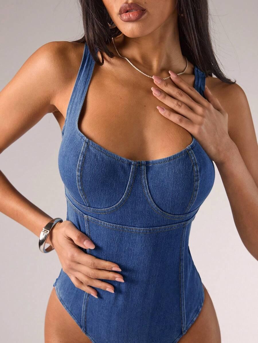 niebieskie body jeans