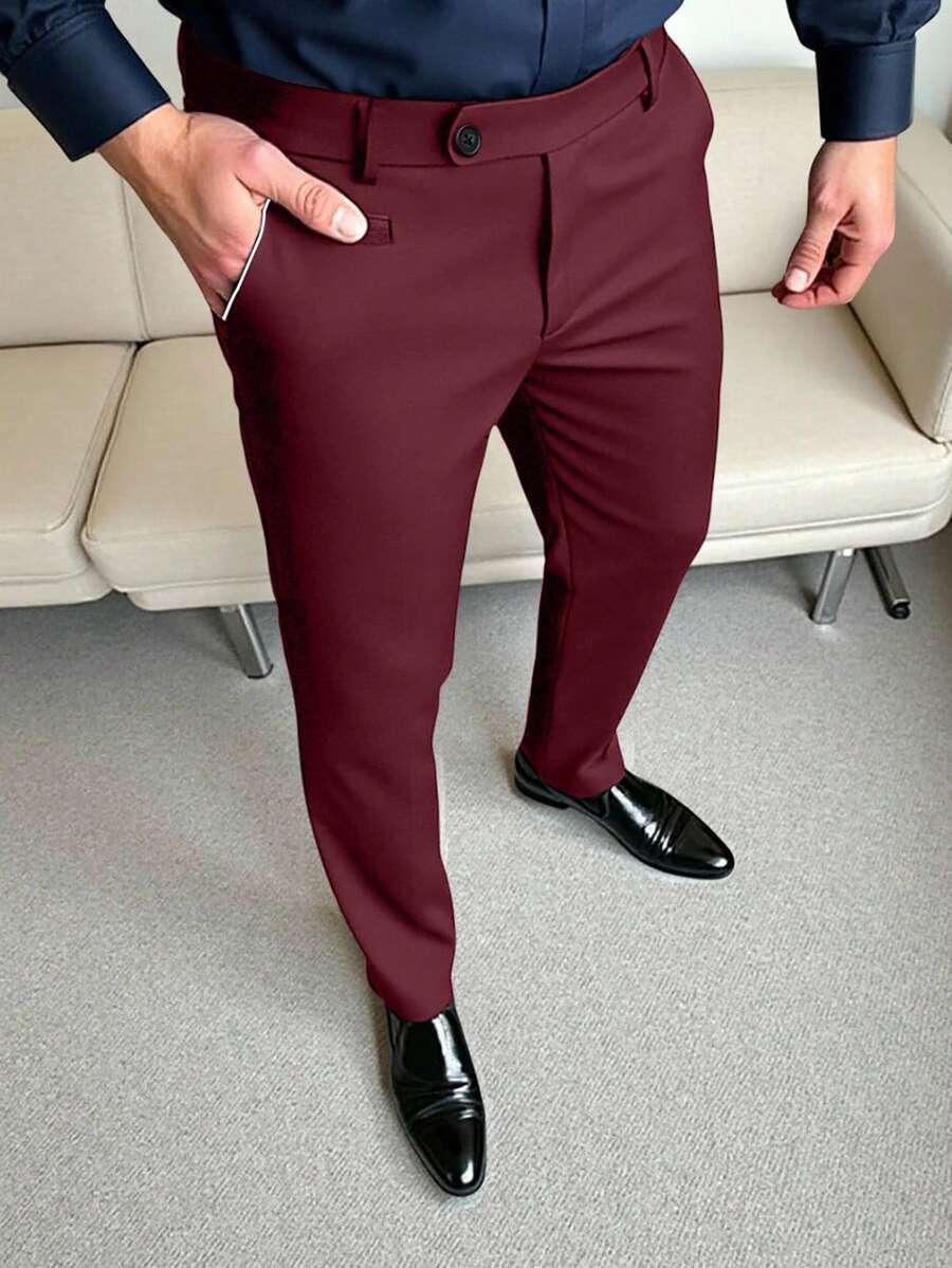 bordowe eleganckie spodnie 