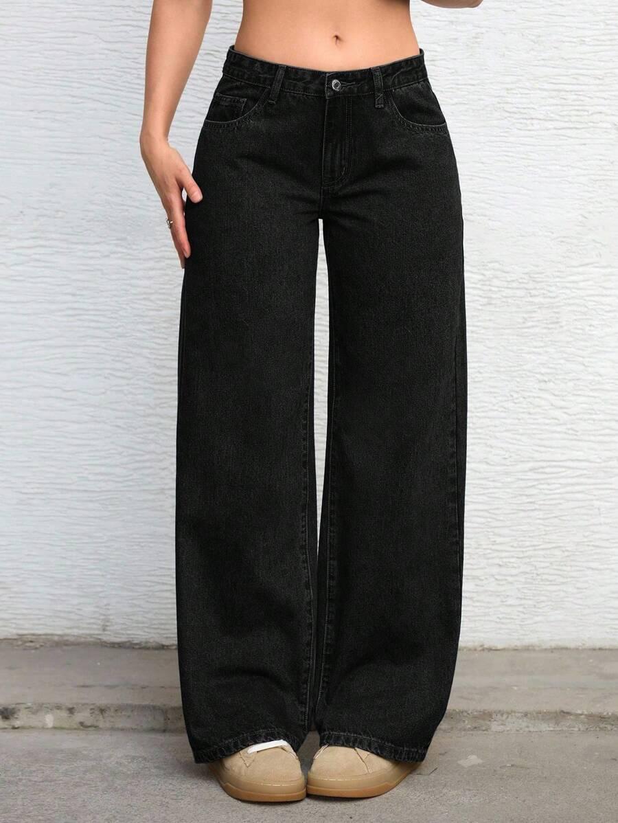 CZARNE SPODNIE JEANS 
