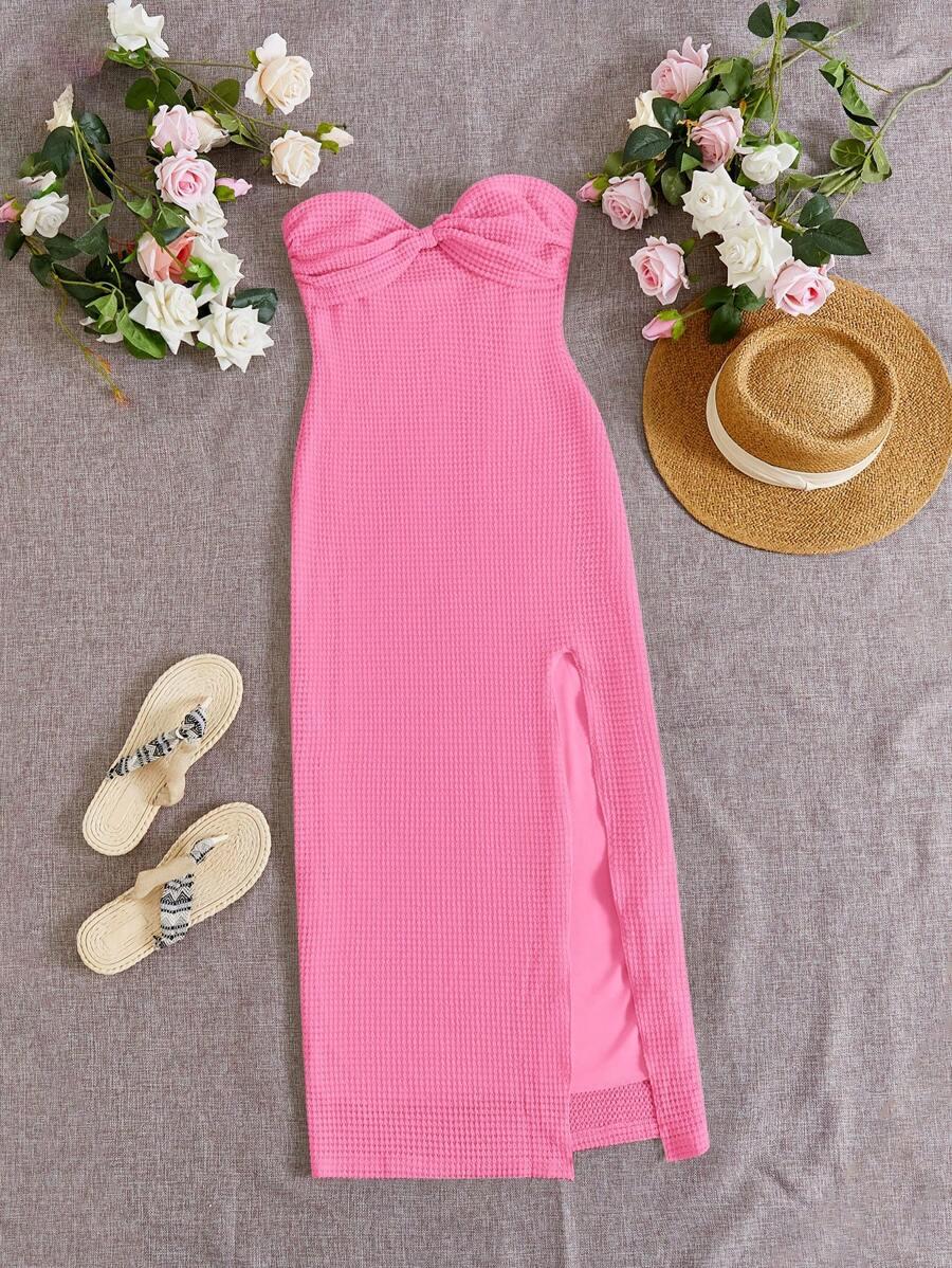 SUKIENKA DZIANINOWA MIDI ODKRYTE RAMIONA 