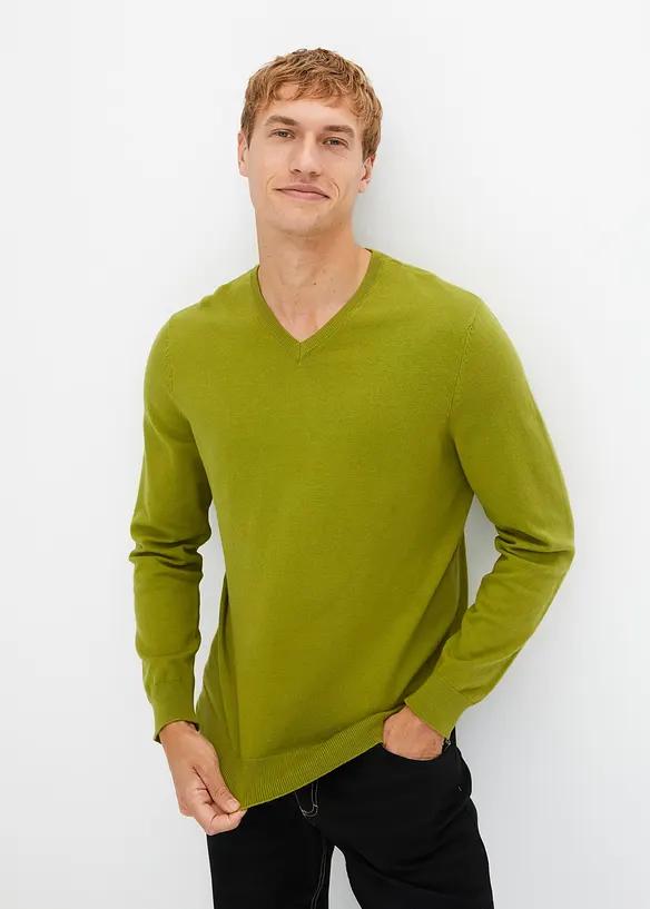 Sweter męski dzianinowy z dekoltem w serek