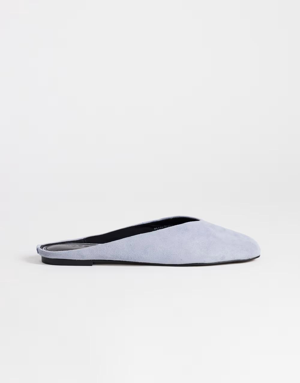 niebieskie klapki mule skóra naturalna casual