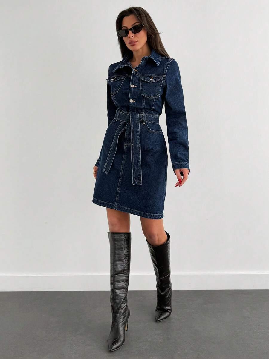 MINI SUKIENKA JEANS DŁUGI RĘKAW