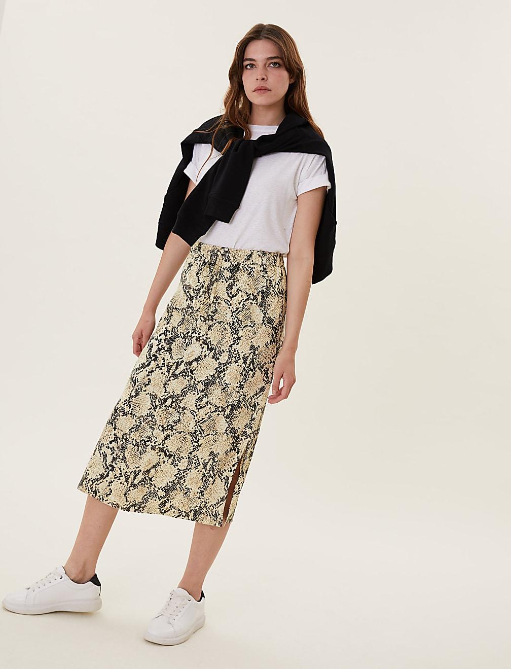MIDI SPÓDNICA SNAKE PRINT T42-2982-V4