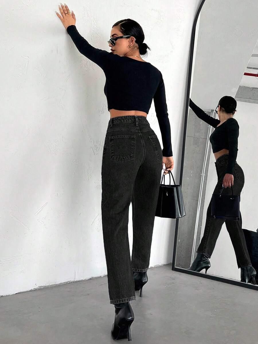 CZARNE SPODNIE JEANS