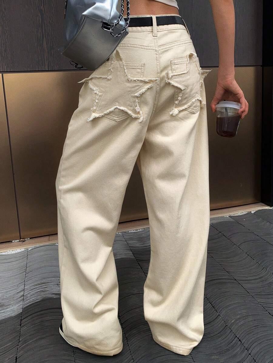 BEŻOWE SPODNIE JEANS