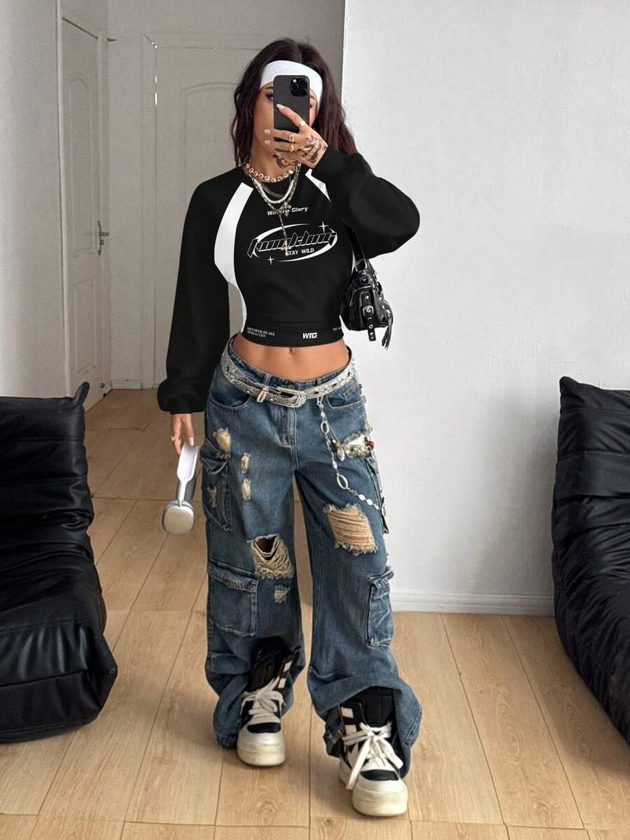 czarna bluza nadruk 